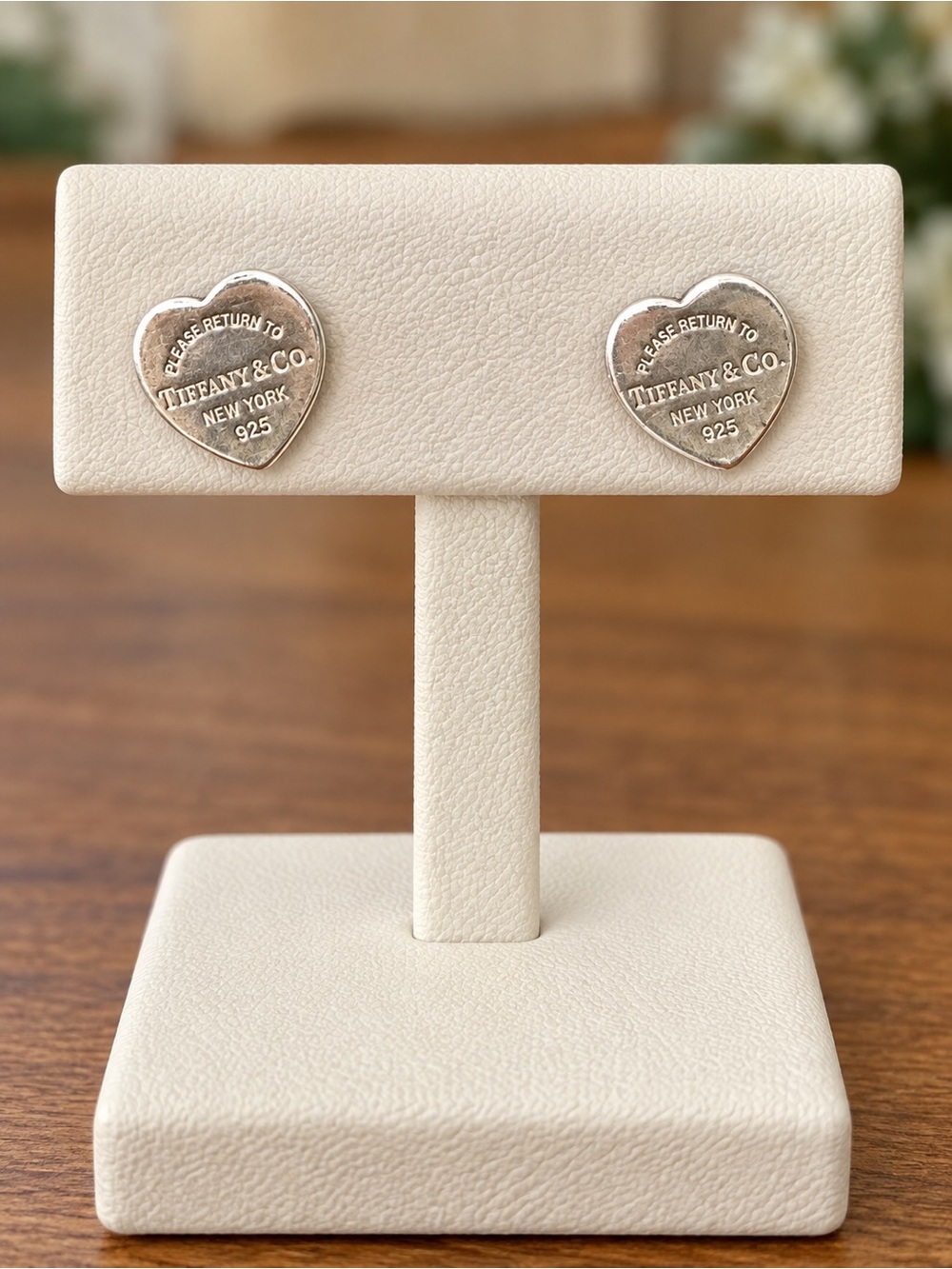 Tiffany & Co. Sterling Silver Heart Logo Stud Earrings
